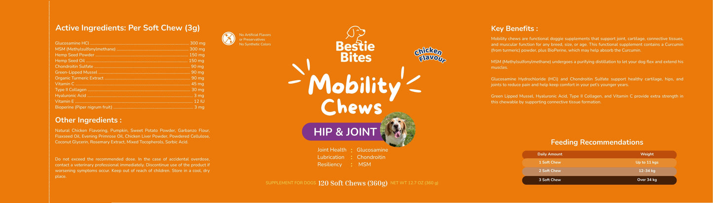 Hip & Joint Mobility Chews – Chicken Flavour | Bestie Bites