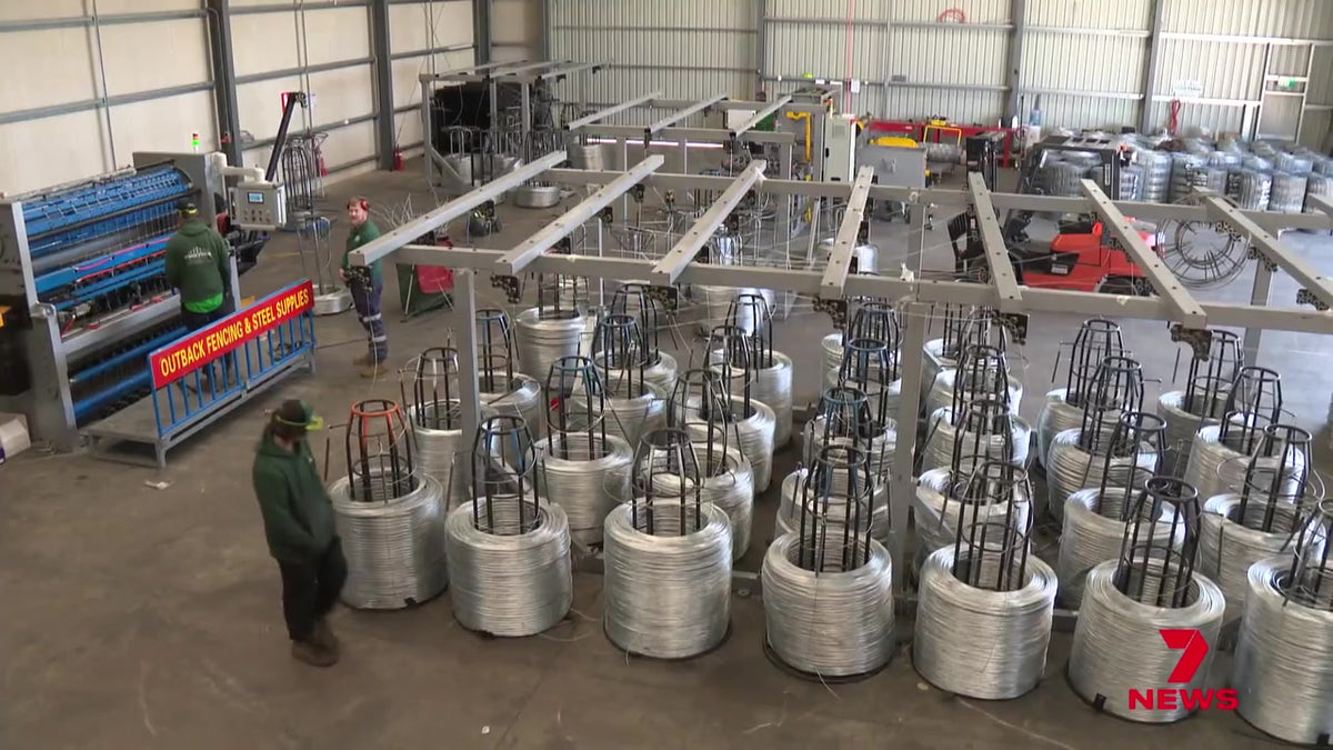 Josh and Jess Crawford at the Outback Fencing factory in Orange NSW