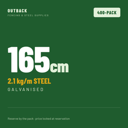 400-pack of 165cm galvanised Outback Pickets specification graphic