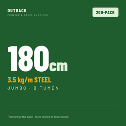 200-pack of 180cm Jumbo Outback Pickets specification graphic