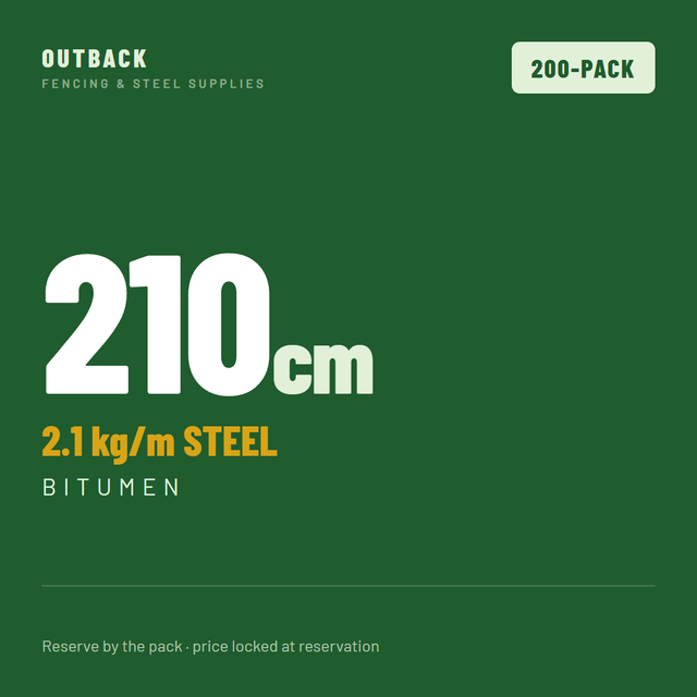 Reserve Batch spec tile — 200-pack of 210cm bitumen Outback Pickets, 2.1 kg/m