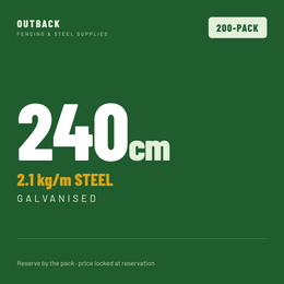 200-pack of 240cm galvanised Outback Pickets specification graphic